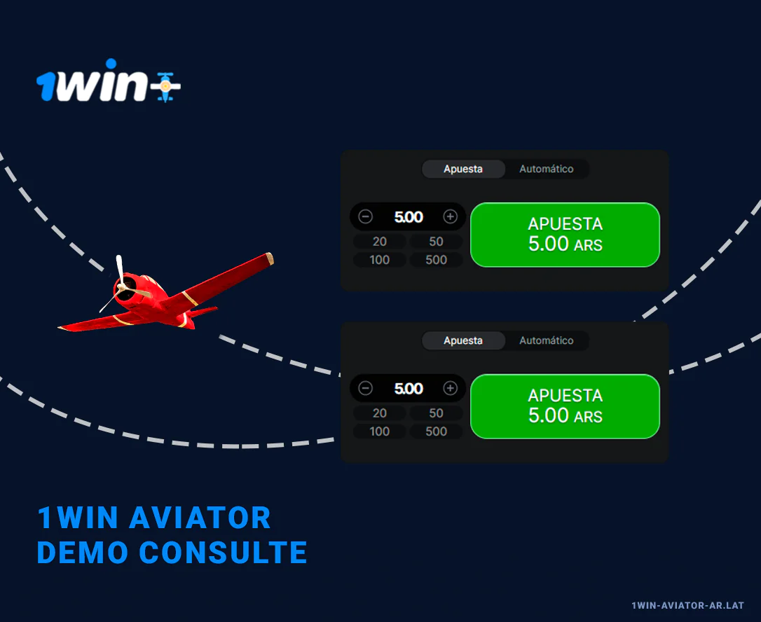 Interfaz y consejos de demostración de 1Win Aviator