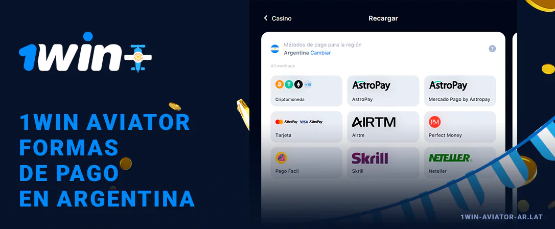 Opciones de depósito - 1Win Aviator Argentina
