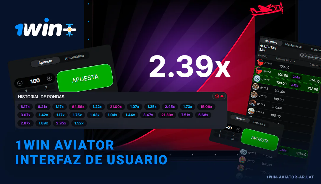 Interfaz del juego 1Win Aviator