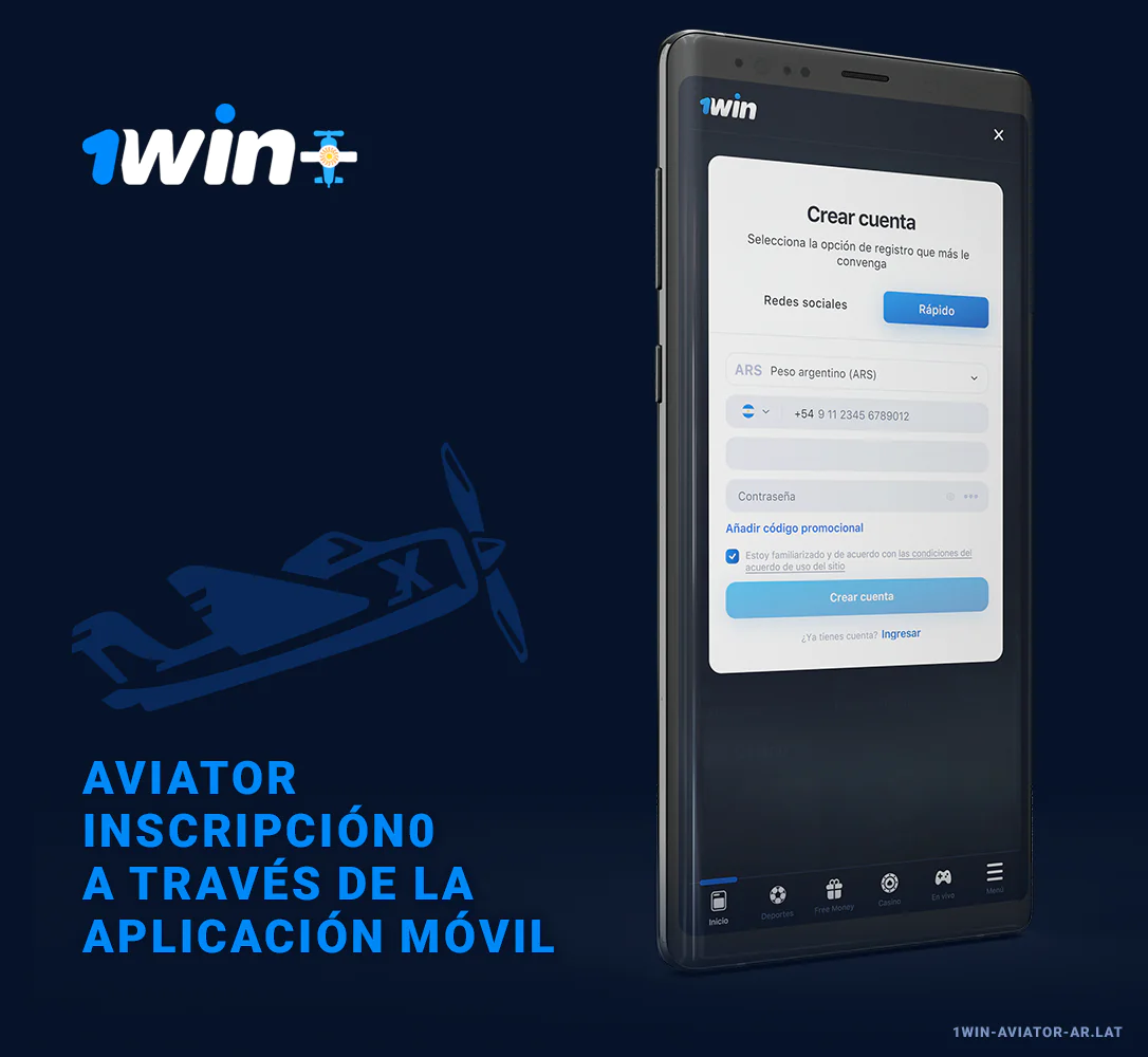 Registro 1Win mediante aplicación móvil
