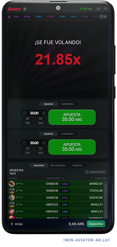 1Win Aviator Argentina - Página de resultados de Ronda