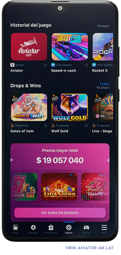 1Win Aviator Argentina - Pantalla de Juegos de Casino con Aviator