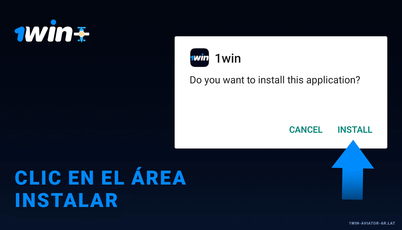 Haga clic en el apk e instale la aplicación 1Win para Android