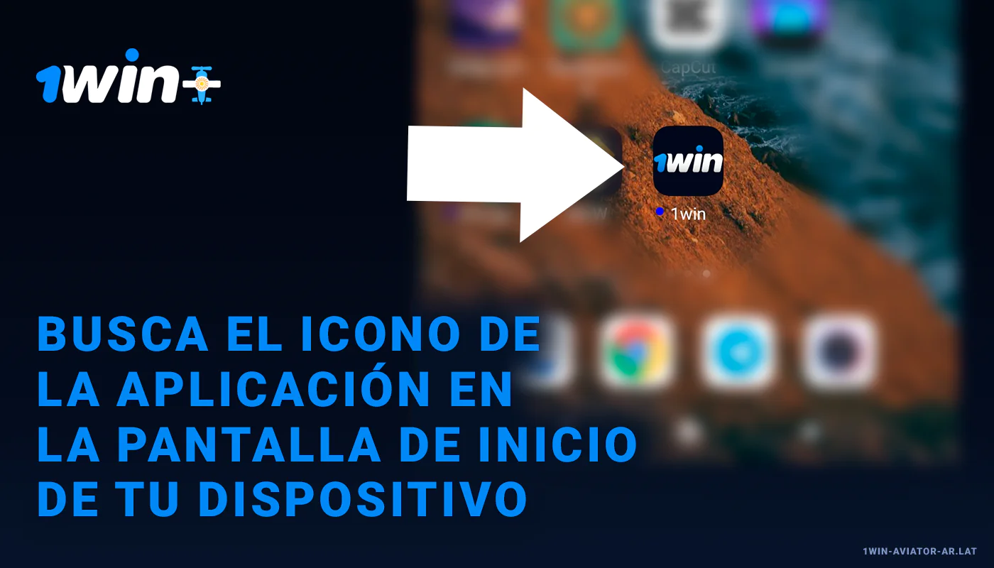 Vaya a la pantalla de inicio del teléfono Android e inicie la aplicación 1Win Aviator
