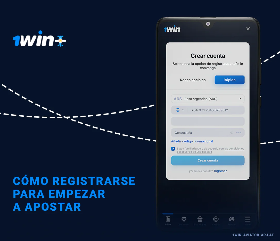 Cómo registrarse en 1Win Aviator usando la aplicación móvil