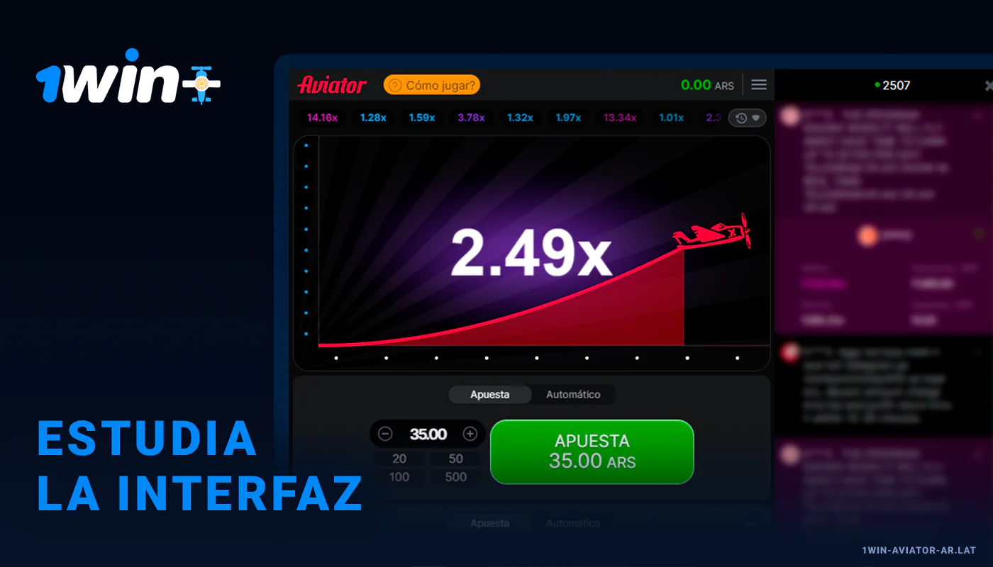 Estudia la interfaz del juego de aviadores - 1Win Argentina