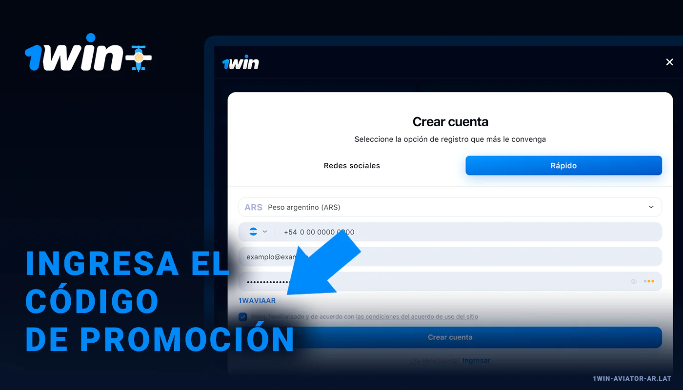 Complete el código promocional 1Win Aviator